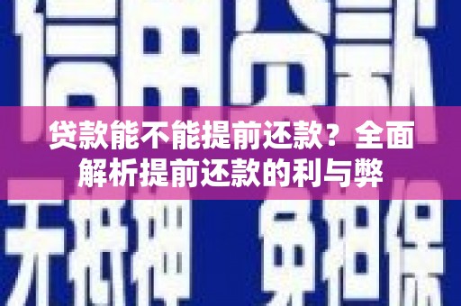 仁寿贷款能不能提前还款？全面解析提前还款的利与弊