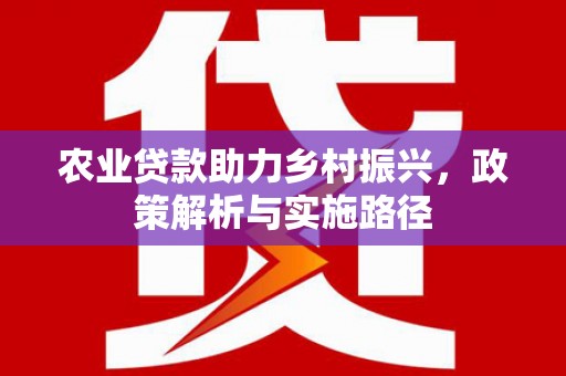 仁寿农业贷款助力乡村振兴，政策解析与实施路径