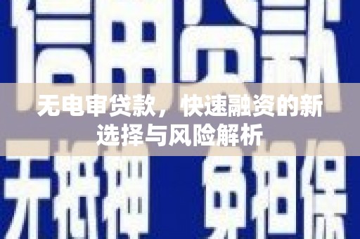仁寿无电审贷款，快速融资的新选择与风险解析